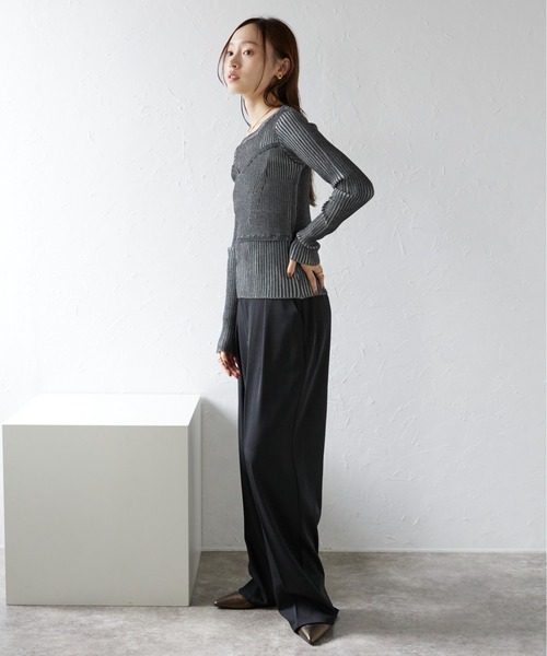 セール】ビスチェデザイン / プレーティングリブニットトップス