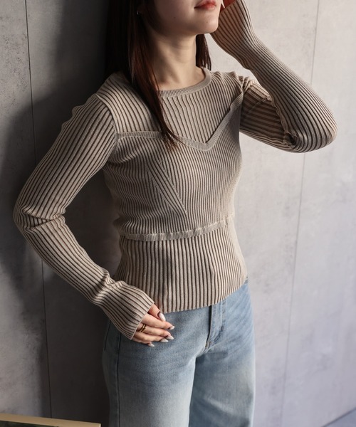 khaite LUCIE トップ　リブニットビスチェ 2WAY リブ ニット ベアトップ ビスチェ