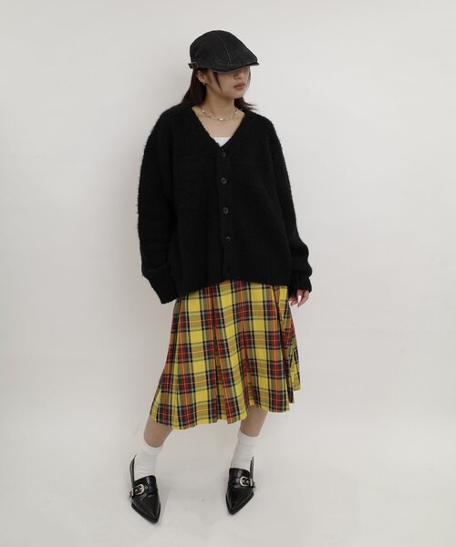 美品【who's who gallery】モヘアカーディガン 黒 完売品 wwg セール】【UNISEX/ユニセックス】KOOKY'N アルパカ混モヘア