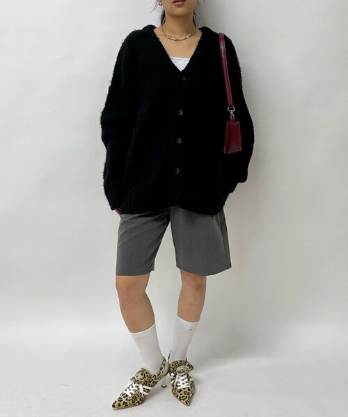 美品【who's who gallery】モヘアカーディガン 黒 完売品 wwg セール】【UNISEX/ユニセックス】KOOKY'N アルパカ混モヘア