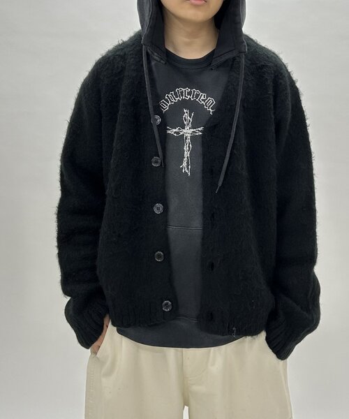 WHO'S WHO gallery(フーズフーギャラリー)の「【UNISEX/ユニセックス】KOOKY'Nモヘアライクカーディガン(カーディガン/ボレロ・レディース・チャコールグレー/ブラック/ブラウン/グレー/サックスブルー/マスタード・MEDIUM/LARGE)」の12枚目の写真