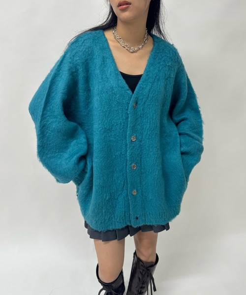 WHO'S WHO gallery(フーズフーギャラリー)の「【UNISEX/ユニセックス】KOOKY'Nモヘアライクカーディガン(カーディガン/ボレロ・レディース・チャコールグレー/ブラック/ブラウン/グレー/サックスブルー/マスタード・MEDIUM/LARGE)」の7枚目の写真