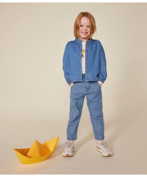 【セール】デニム長袖ブラウス（シャツ/ブラウス）｜PETIT BATEAU（プチバトー）