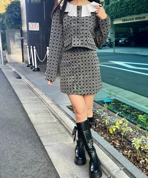 MORE self LOVE(モアセルフラブ)の「リボンモノグラム柄SETUP(セットアップ・レディース・グレー・SMALL/MEDIUM)」の7枚目の写真