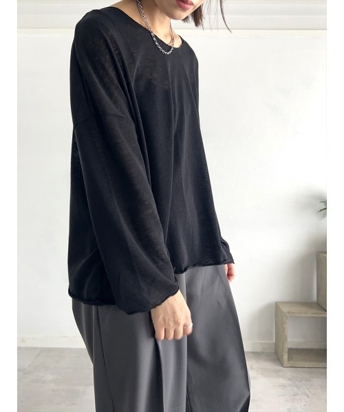 Day and Grade(デイアンドグレイド)の「ルーズロングスリーブTシャツ(Tシャツ/カットソー・レディース・ブラック・FREE)」の4枚目の写真