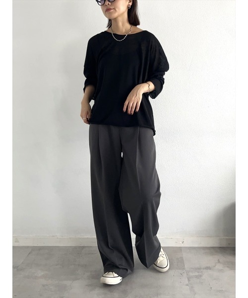 Day and Grade(デイアンドグレイド)の「ルーズロングスリーブTシャツ(Tシャツ/カットソー・レディース・ブラック・FREE)」の9枚目の写真