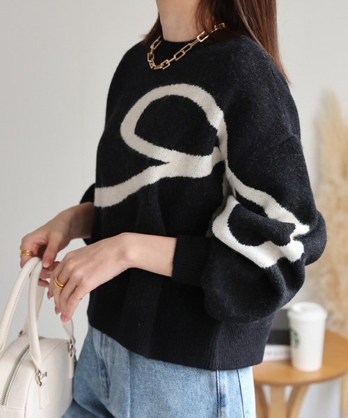 ニット セーター アルパカタッチ リボンモチーフニット レディース sakishimatokyo ニット セーター アルパカタッチ リボンモチーフ