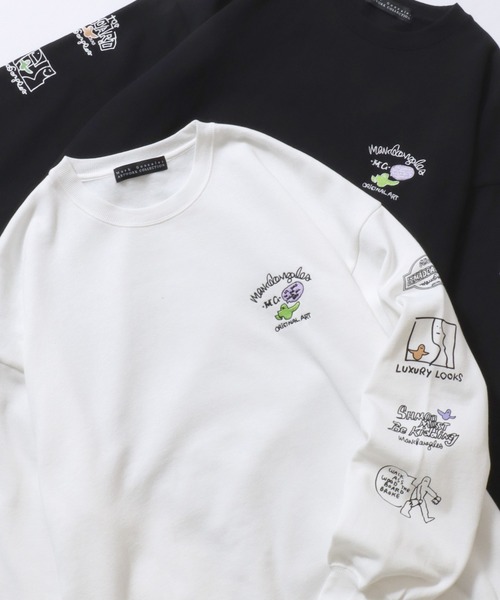 Mark Gonzales（マーク・ゴンザレス）の「MARK GONZALES ARTWORK COLLECTION/マークゴンザレス 別注 ワンポイント刺繍 バックプリント 袖プリント オーバーサイズ 裏起毛 トレーナー スウェット レディース メンズ（スウェット・メンズ・アッシュグレー/ブラック系その他/ホワイト系その他2/ブラック/グレー系その他/ブラック系その他2/グレー系その他2/ホワイト/ホワイト系その他/ブラック系その他3/ホワイト系その他3/ブラック系その他4/ホワイト系その他4・M/L/XL）」の4枚目の写真