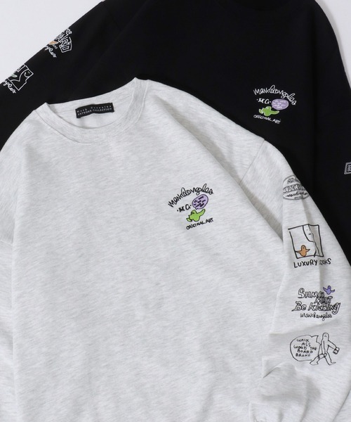 Mark Gonzales（マーク・ゴンザレス）の「MARK GONZALES ARTWORK COLLECTION/マークゴンザレス 別注 ワンポイント刺繍 バックプリント 袖プリント オーバーサイズ 裏起毛 トレーナー スウェット レディース メンズ（スウェット・メンズ・アッシュグレー/ブラック系その他/ホワイト系その他2/ブラック/グレー系その他/ブラック系その他2/グレー系その他2/ホワイト/ホワイト系その他/ブラック系その他3/ホワイト系その他3/ブラック系その他4/ホワイト系その他4・M/L/XL）」の13枚目の写真