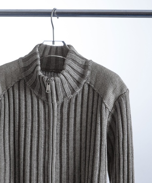 ZIP FIVE -White Line-(ジップファイブホワイトライン)の「【White Line】 コントラスト ドライバーズ ニット(ニット/セーター・メンズ・ブラウン/ブラック/グレー・MEDIUM/LARGE/X-LARGE)」の5枚目の写真