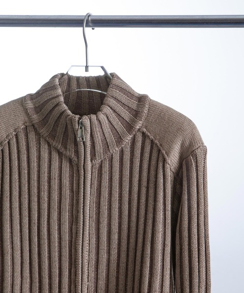 ZIP FIVE -White Line-(ジップファイブホワイトライン)の「【White Line】 コントラスト ドライバーズ ニット(ニット/セーター・メンズ・ブラウン/ブラック/グレー・MEDIUM/LARGE/X-LARGE)」の6枚目の写真