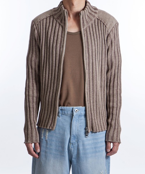 ZIP FIVE -White Line-(ジップファイブホワイトライン)の「【White Line】 コントラスト ドライバーズ ニット(ニット/セーター・メンズ・ブラウン/ブラック/グレー・MEDIUM/LARGE/X-LARGE)」の19枚目の写真