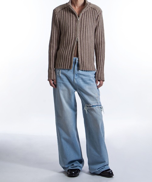 ZIP FIVE -White Line-(ジップファイブホワイトライン)の「【White Line】 コントラスト ドライバーズ ニット(ニット/セーター・メンズ・ブラウン/ブラック/グレー・MEDIUM/LARGE/X-LARGE)」の22枚目の写真