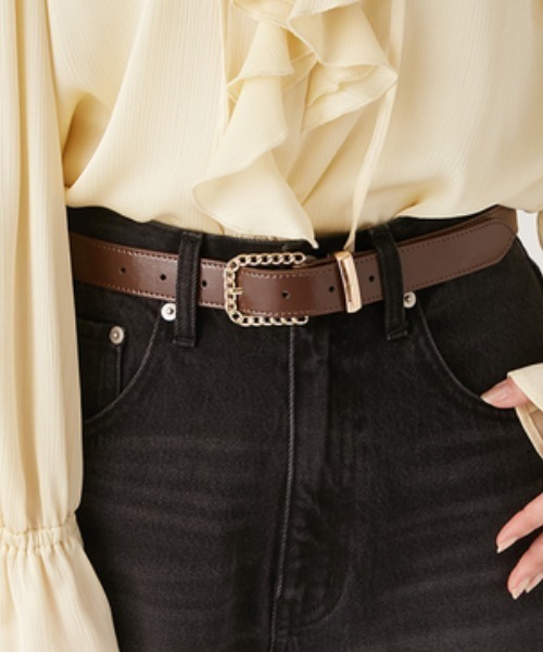 LILY BROWN(リリーブラウン)の「チェーンバックルベルト(ベルト・レディース・ブラック/ワインレッド/ブラウン・FREE)」の2枚目の写真