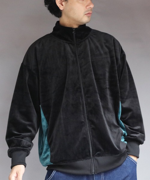 ８(eight)（エイト）の「ベロア切替トラックジャケット（ブルゾン・メンズ・スミクロ/グリーン系その他/ブラック/ナチュラル・MEDIUM/X-LARGE/LARGE）」の5枚目の写真