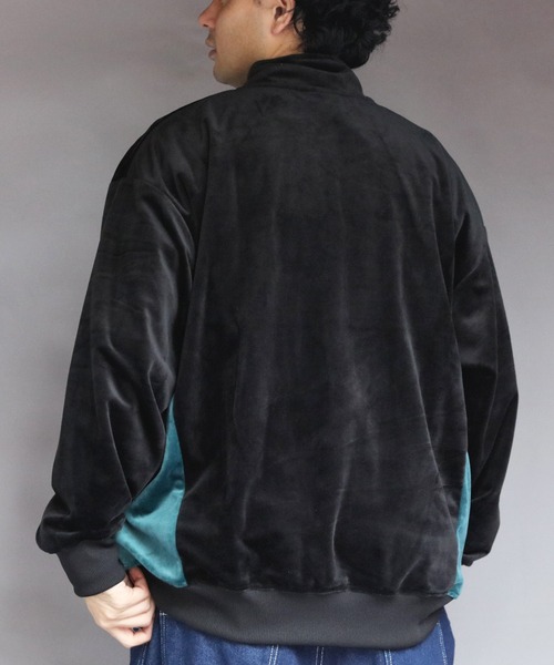 ８(eight)（エイト）の「ベロア切替トラックジャケット（ブルゾン・メンズ・スミクロ/グリーン系その他/ブラック/ナチュラル・MEDIUM/X-LARGE/LARGE）」の6枚目の写真