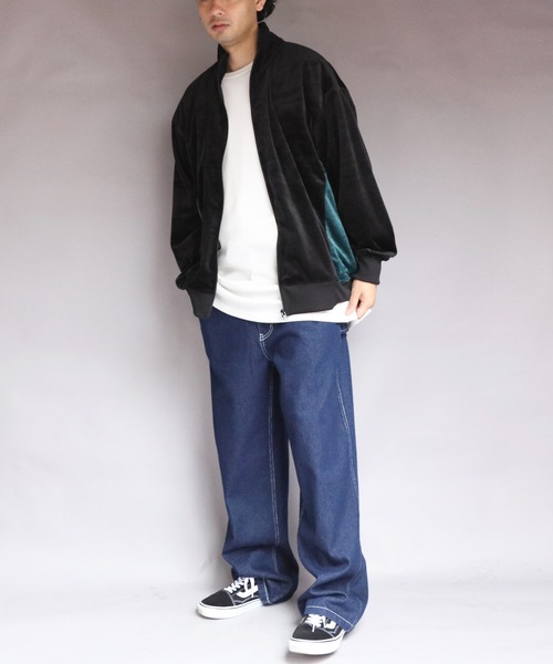 ８(eight)（エイト）の「ベロア切替トラックジャケット（ブルゾン・メンズ・スミクロ/グリーン系その他/ブラック/ナチュラル・MEDIUM/X-LARGE/LARGE）」の9枚目の写真