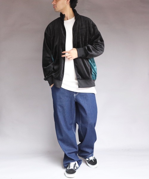 ８(eight)（エイト）の「ベロア切替トラックジャケット（ブルゾン・メンズ・スミクロ/グリーン系その他/ブラック/ナチュラル・MEDIUM/X-LARGE/LARGE）」の12枚目の写真