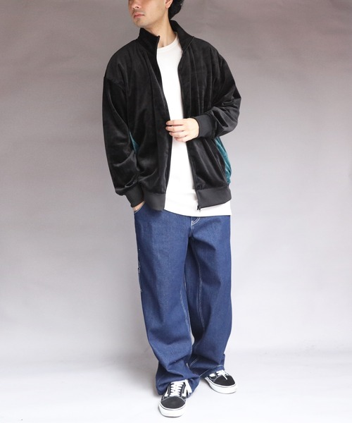 ８(eight)（エイト）の「ベロア切替トラックジャケット（ブルゾン・メンズ・スミクロ/グリーン系その他/ブラック/ナチュラル・MEDIUM/X-LARGE/LARGE）」の13枚目の写真