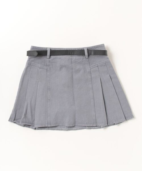 Figments（フィグメンツ）の「ベルト付きタックプリーツミニスカート（デニムスカート・レディース・グレー・SMALL/MEDIUM）」の3枚目の写真