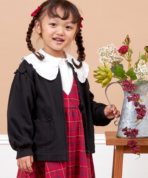 KP（ケーピー）の「スカラップポケット裏シャギージップアップ(90～140)（その他トップス・キッズ・レッド/ブラック/オートミール・90cm/100cm/110cm/120cm/130cm/140cm）」の2枚目の写真