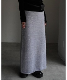 シャギーラメニットスカート