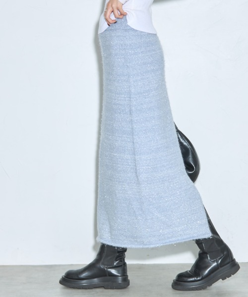 leimn（レイムン）の「シャギーラメニットスカート（スカート・レディース・ライトグレー/ブラック・M）」の9枚目の写真