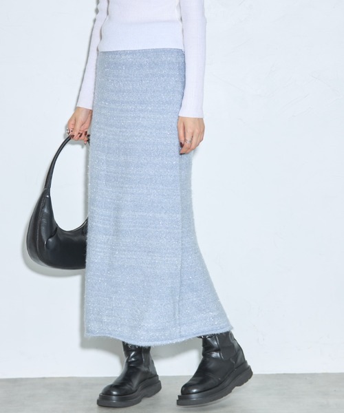 leimn（レイムン）の「シャギーラメニットスカート（スカート・レディース・ライトグレー/ブラック・M）」の14枚目の写真