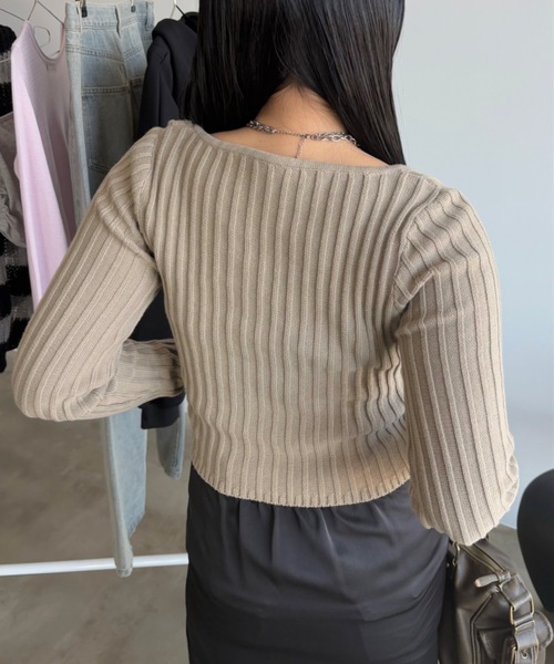 SHAGGIE(シャギー)の「ダブルジップリブハトメ綿ニット(ニット/セーター・レディース・ホワイト/カーキ/ブラウン・FREE)」の5枚目の写真