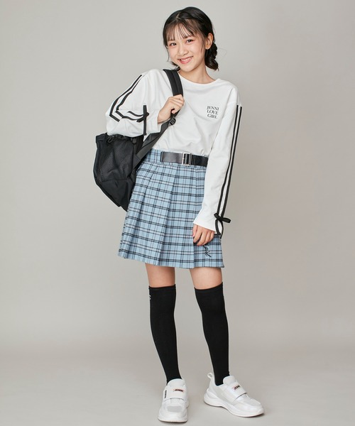 JENNI love（ジェニィラブ）の「そでラインリボンロング丈ロンT（Tシャツ/カットソー・キッズ・オフホワイト/チャコールグレー・130cm/140cm/150cm/160cm）」の12枚目の写真