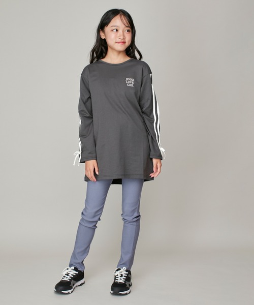JENNI love（ジェニィラブ）の「そでラインリボンロング丈ロンT（Tシャツ/カットソー・キッズ・オフホワイト/チャコールグレー・130cm/140cm/150cm/160cm）」の17枚目の写真