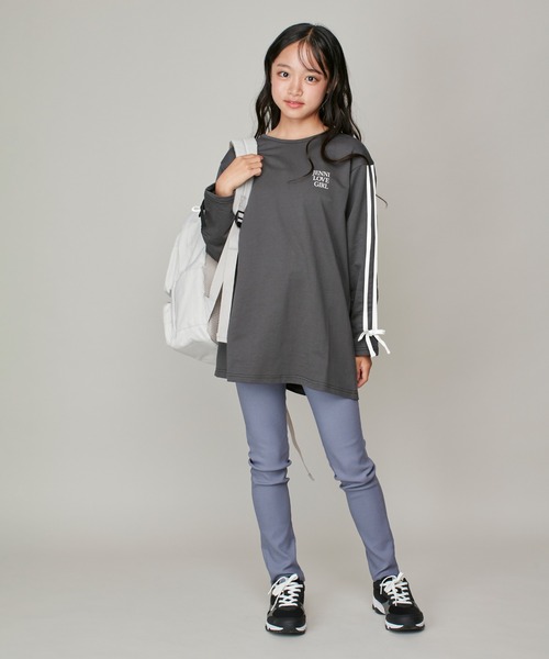 JENNI love（ジェニィラブ）の「そでラインリボンロング丈ロンT（Tシャツ/カットソー・キッズ・オフホワイト/チャコールグレー・130cm/140cm/150cm/160cm）」の18枚目の写真