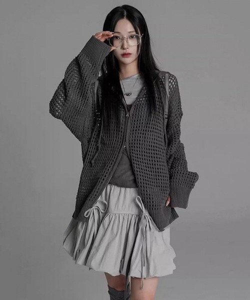 WESTSEA(ウエストシー)の「フロントリボン バルーンフレアミニスカート(インナーパンツ付き)(スカート・レディース・ブラック/グレー/ホワイト・M/L)」の7枚目の写真