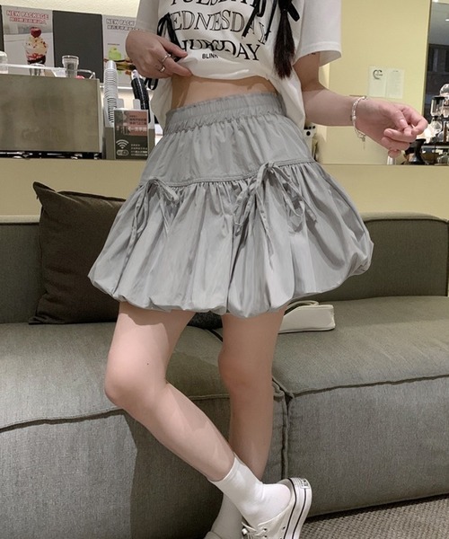 WESTSEA(ウエストシー)の「フロントリボン バルーンフレアミニスカート(インナーパンツ付き)(スカート・レディース・ブラック/グレー/ホワイト・M/L)」の17枚目の写真