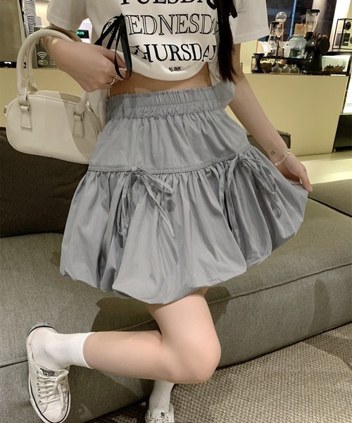 WESTSEA(ウエストシー)の「フロントリボン バルーンフレアミニスカート(インナーパンツ付き)(スカート・レディース・ブラック/グレー/ホワイト・M/L)」の18枚目の写真