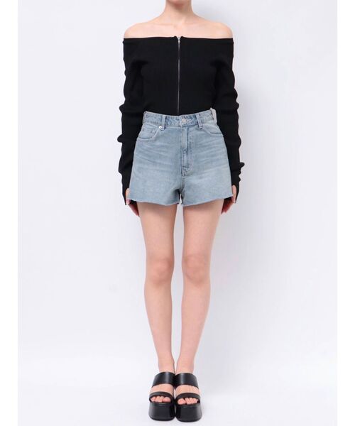 EVRIS(エヴリス)の「BASICデニムハイウエストショートパンツ(デニムパンツ・レディース・ブルー/ブラック・SMALL/MEDIUM)」の7枚目の写真