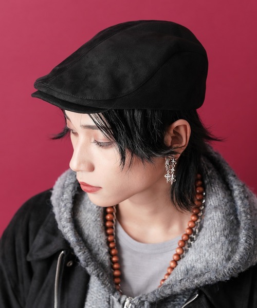 an meets zakka(アンミツザッカ)の「an meets zakka スウェードタッチハンチング(ハンチング/ベレー帽・レディース・ブラック/キャメル・ONESIZE)」の1枚目の写真
