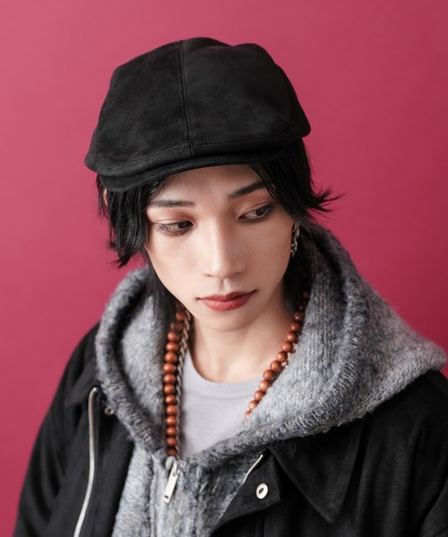an meets zakka(アンミツザッカ)の「an meets zakka スウェードタッチハンチング(ハンチング/ベレー帽・レディース・ブラック/キャメル・ONESIZE)」の3枚目の写真