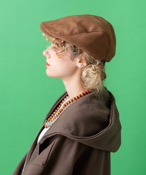 an meets zakka(アンミツザッカ)の「an meets zakka スウェードタッチハンチング(ハンチング/ベレー帽・レディース・ブラック/キャメル・ONESIZE)」の8枚目の写真