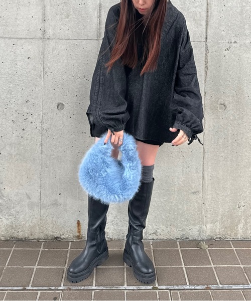 kutir（クティール）の「kutirlune／ファーバッグ（ハンドバッグ・レディース・グリーン/ライトグレー/ピンク/ブラウン/ベージュ/オフホワイト/ブルー/ブラック・FREE）」の17枚目の写真