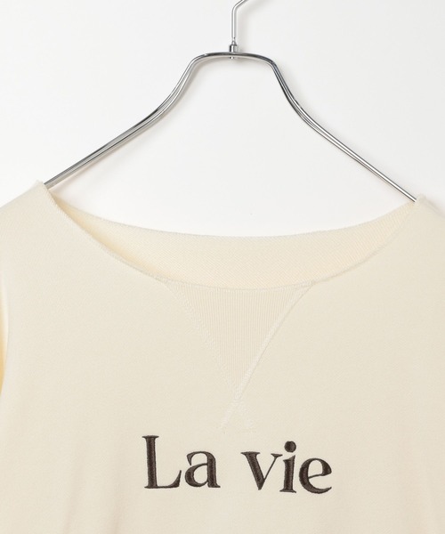 BAYFLOW（ベイフロー）の「[程よい肉感の裏毛素材]カットオフネック刺繍プルオーバー（スウェット・レディース・グレー/オフホワイト/チャコール・FREE）」の16枚目の写真