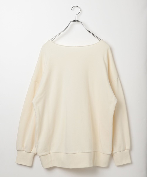 BAYFLOW（ベイフロー）の「[程よい肉感の裏毛素材]カットオフネック刺繍プルオーバー（スウェット・レディース・グレー/オフホワイト/チャコール・FREE）」の9枚目の写真
