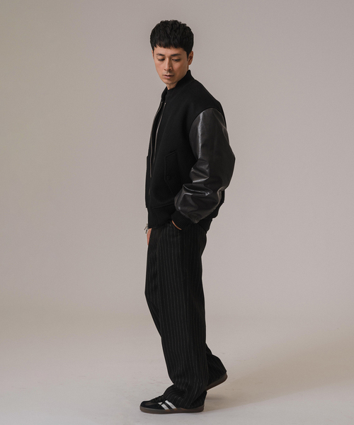 EDIFICE LA BOUCLE(エディフィスラブークル)の「LA BOUCLE (ラブークル) HEAVY BEAVER BOMBER JKT(スタジャン・メンズ・ブラック/ネイビー・2/3)」の5枚目の写真