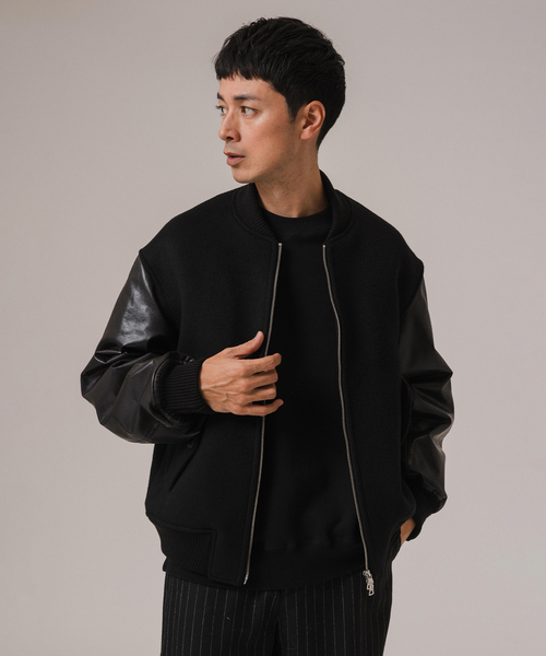 EDIFICE LA BOUCLE(エディフィスラブークル)の「LA BOUCLE (ラブークル) HEAVY BEAVER BOMBER JKT(スタジャン・メンズ・ブラック/ネイビー・2/3)」の9枚目の写真