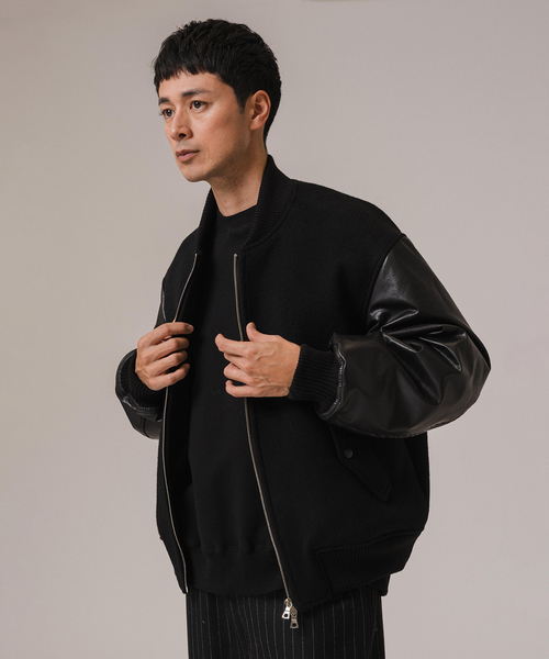 EDIFICE LA BOUCLE(エディフィスラブークル)の「LA BOUCLE (ラブークル) HEAVY BEAVER BOMBER JKT(スタジャン・メンズ・ブラック/ネイビー・2/3)」の10枚目の写真