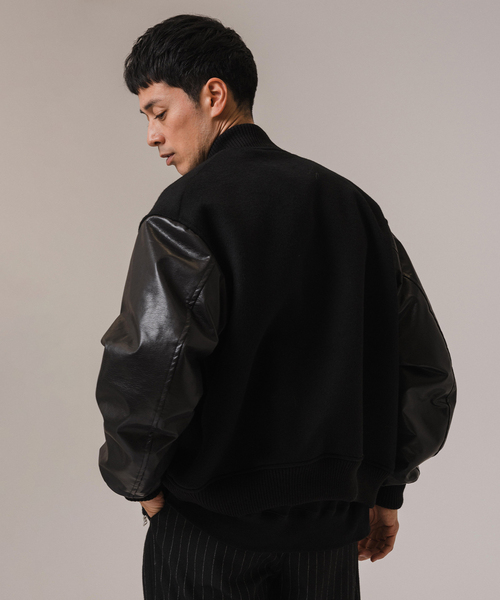 EDIFICE LA BOUCLE(エディフィスラブークル)の「LA BOUCLE (ラブークル) HEAVY BEAVER BOMBER JKT(スタジャン・メンズ・ブラック/ネイビー・2/3)」の11枚目の写真