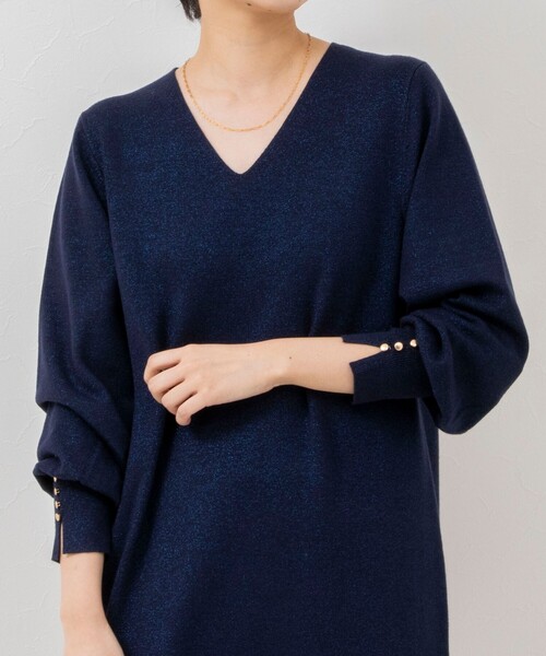 《手洗い可能》ラメ総針Vネックコクーンワンピース（ワンピース）｜NOLLEY'S Sophi（ノーリーズソフィ）