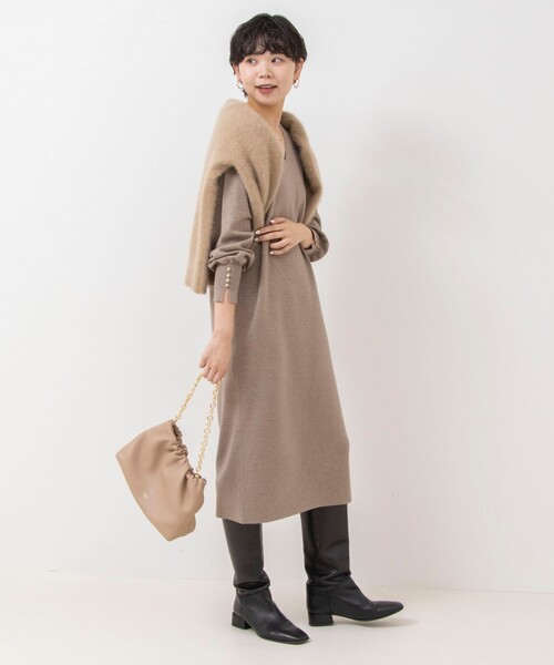 《手洗い可能》ラメ総針Vネックコクーンワンピース（ワンピース）｜NOLLEY'S Sophi（ノーリーズソフィ）