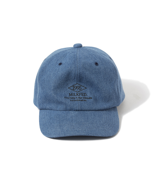 MILKFED.（ミルクフェド）の「EMBROIDERED BASEBALL CAP（キャップ/帽子）（キャップ・レディース・ホワイト/インディゴブルー・ONE SIZE）」の3枚目の写真