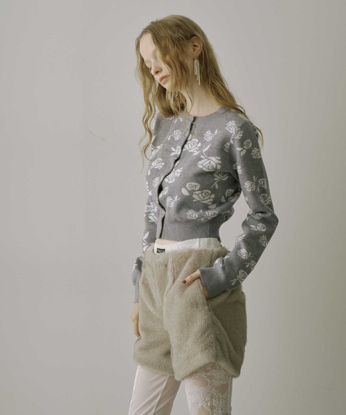 NAPATA MELLOE　フラワーチュールカーディガン　さえら　ポテチーノ フラワージャガードニットカーディガン（カーディガン/ボレロ